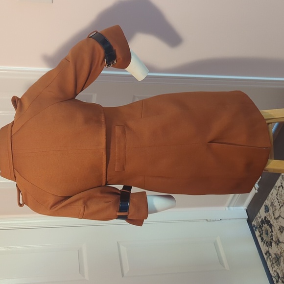Women's Orange Fall Trench Coat - Picture 6 of 12
